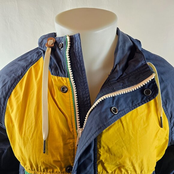 Abercrombie & Fitch Jacket Mens Medium Green Yellow Windbreaker Color Block 90s - Picture 2 of 10